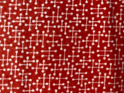MODA FABRIC~Apple Jack Flannel~TIM BECK~Red White Jacks~TINY PRINT~Vintage~44x73 - Image 1 of 3