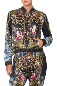 CHAQUETA BOMBER CAMILLA FIELDS OF TREASURE NUEVA $699 CRISTALES DE SEDA L - Imagen 1 de 5