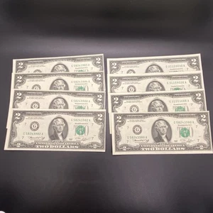 8 NEW Crisp Uncirculated partial sequential 1976 G ($2)Two Dollar Bills USA - Picture 1 of 2