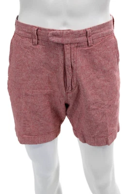 Pantalones Cortos Chinos J Crew Para Hombre Rojo Espiga Lino Algodón Botón Talla 31 Foto 1 de 4