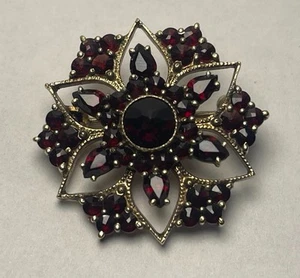 Antique Victorian Brooch 6-Pointed Star Covered in Garnet Sacred Geometry C1 900 - Picture 1 of 9