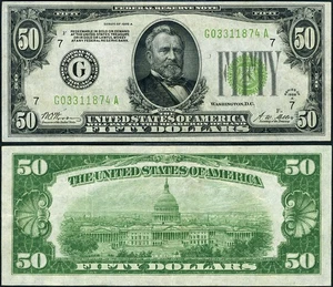 FR. 2101 G $50 1928-A Federal Reserve Note Chicago G-A Block LGS XF - Picture 1 of 3