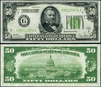 FR. 2101 G $50 1928-A Federal Reserve Note Chicago G-A Block LGS XF - Image 1 of 3