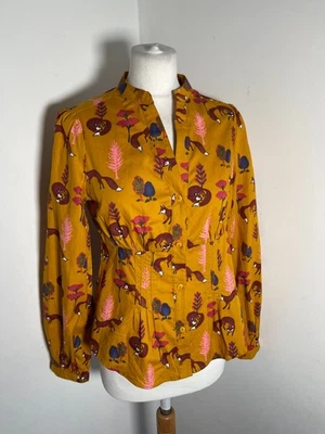 Joe Browns patrón estampado camisa blusa Reino Unido 10 en muy buena condición bosque zorro otoño ajustado Foto 1 de 4