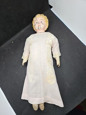 Antigua muñeca alemana de 14" Minerva con cabeza de lata de metal marcada Alemania Foto 1 de 4