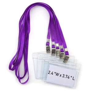 Lanyards with id Holder Name Badges 50 Pcs Waterproof Type Clear Plastic Hori... - Picture 1 of 6