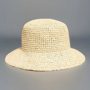 Madewell $48 Straw Bucket Hat Natural Size M/L NE852 - Picture 1 of 3