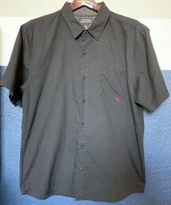 Camisa Hart Huntington Negra Abotonada Roja Logo Informal Manga Corta Mezcla de Poliéster XL Foto 1 de 4