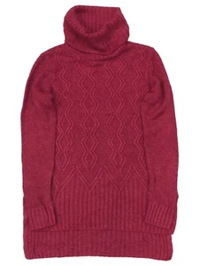 Womens Soft Fuschia Hot Pink Cable Knit Turtleneck Sweater - Picture 1 of 2