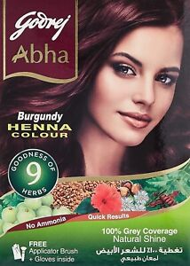 Godrej Abha Burgundy Henna Hair Color 10 X 6G Free Shipping World Wide
