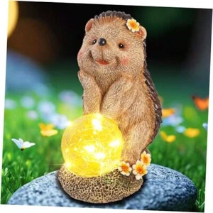 Solar Garden Sculpture, Lovely Hedgehog Garden Statue with Simulation Crack - Picture 1 of 8