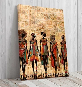 African Ladies Decorative illustration mounted canvas ready to hang - Picture 1 of 6