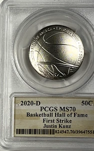 2020-D Basketball Hall of Fame Half Dollar : PCGS MS70 First Strike - Picture 1 of 4