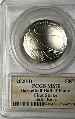 2020-D Basketball Hall of Fame Half Dollar : PCGS MS70 First Strike - Image 1 of 4