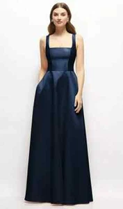 Dessy Collection Midnight Blue Sleeveless Satin Gown Size 18 $269 3153 - Picture 1 of 3
