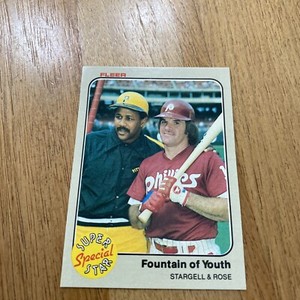 1983 Fleer Card #634 - Pete Rose (MLB Hit King) & Willie Stargell HOFers