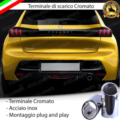 TERMINALE SCARICO CROMATO LUCIDO ACCAIO INOX PEUGEOT 208 II SCARICO TONDO