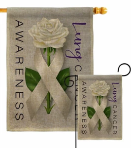 Lung Cancer Awareness Garden Flag Support Decorative Gift Yard House Banner - Picture 1 of 19