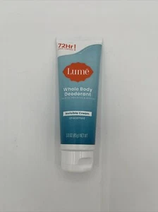 Lume INVISIBLE CREAM 3oz Tube UNSCENTED Whole Body Deodorant 72Hr Odor Control - Picture 1 of 3