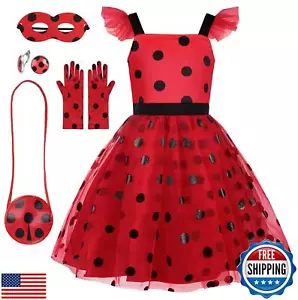EleFairy Ladybug Costume Girls Ladybug Dress Lady Bug Costumes for Kids Ladyb - Picture 1 of 5