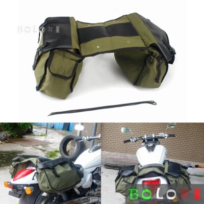 Motorcycle Canvas Side Saddle Bags Pouch For Sportster 883 1200  - Image 1 of 4