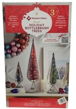 MEMBER'S MARK Pre-Lit Holiday Bottlebrush Trees (Red/Silver)