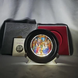 1989 US Historical Society Pewter/Stained Glass Plate "A Child Is Born" - Picture 1 of 7