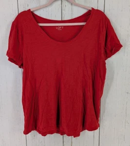 LOFT Size Large Womens Red Short Sleeve Casual Tshirt - Imagen 1 de 8