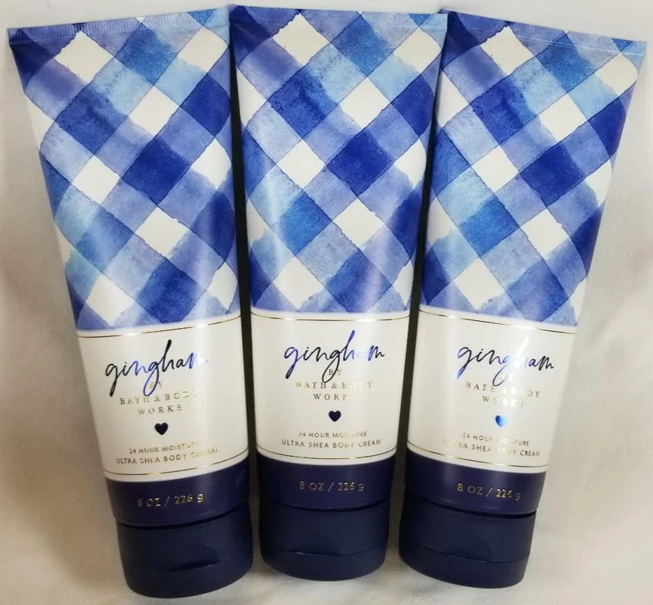 Bath & Body Works Blue Gingham Ultra Shea Cream Hand Lotion 8 Oz