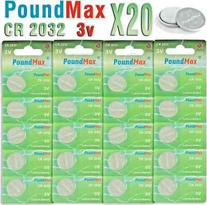 20 X Super CR2032 Lithium Coin Cell BR DL KL2032 2032 3V PoundMax Battery - Picture 1 of 6