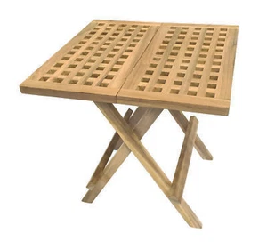 Teak Picnic Table Folding Square 50cm Wooden Garden Premium Solid Coffee Table - Picture 1 of 1
