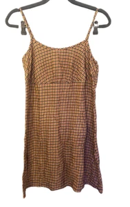 Wild fable brown orange checkered plaid skater style dress size medium - Bild 1 von 9