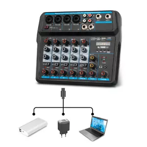 6 Channel Live Studio Audio Mixer Sound Board Mixing Console Home USB Bluetooth - Picture 1 of 9