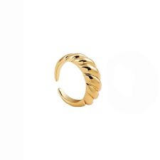 Gold Dome Ring. Adjustable Solid  18ct Croissant Ring for Women  NH136