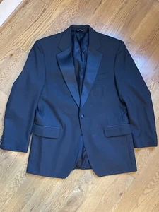 Jos. A. Bank Black Tuxedo Jacket, Wool, Size 42 R Satin Lapel Formal Cocktail - Picture 1 of 8
