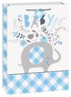 Blue Floral Elephant Boy Baby Shower Gift Bag Jumbo 13 x 18