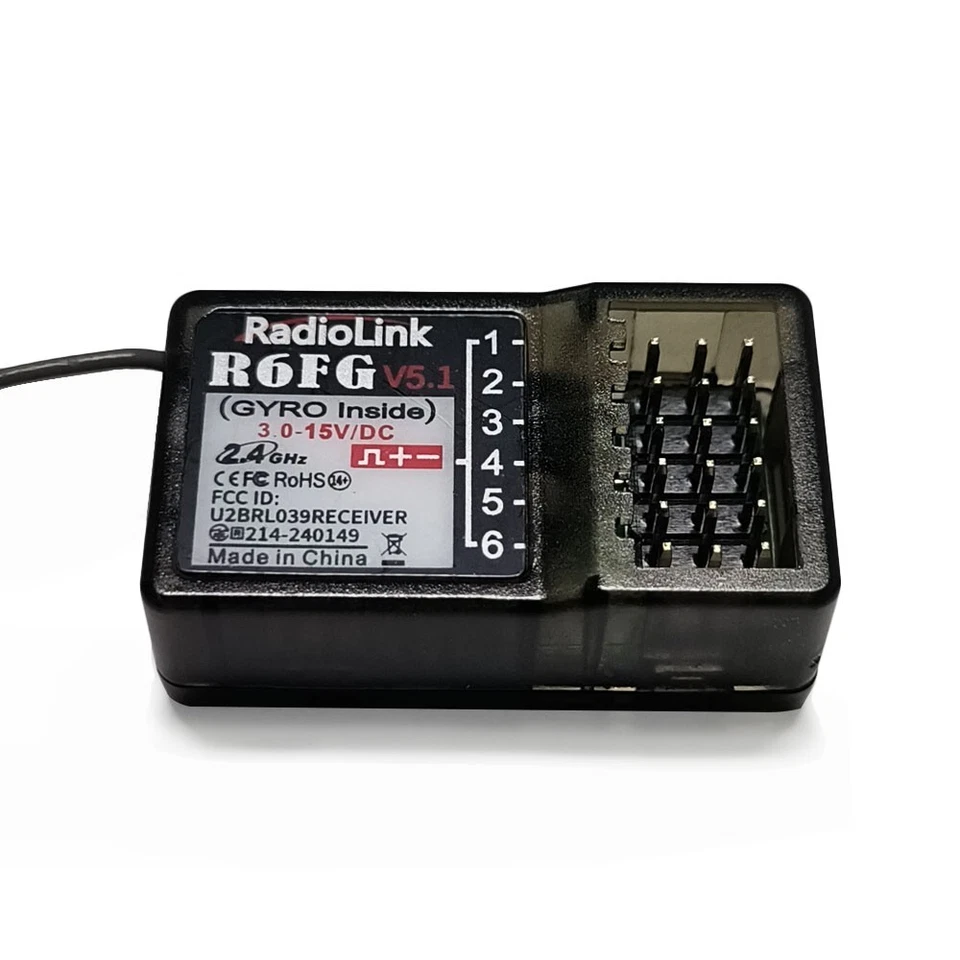 Radiolink R6FG V5.1 2.4G 6CH FHSS Receiver Gyro for RC6GS V2/RC4GS Transmitter - Image 1 of 4