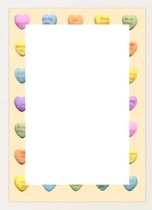10 Sheets 5 Envelopes A4 UNLINED Letter Set: hearts candy hearts on tan - Picture 1 of 1