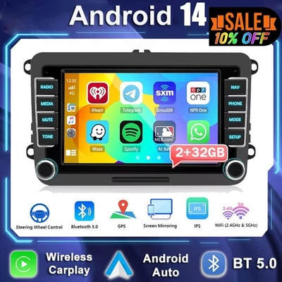 Android 14 GPS Navi  2+32GB CarPlay für VW Autoradio TOURAN GOLF Tiguan PASSAT - Bild 1 von 4