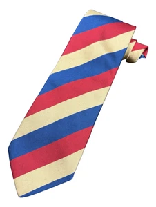 Ben Silver Men’s Luxury REPP Tie Red Blue Gold Strip Pure English 100% Silk EUC - Picture 1 of 5