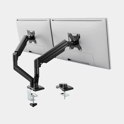 VonHaus Gas Double Monitor Arm for 10–32" Screens Adjustable with Clamp - Image 1 of 4