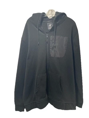 Мужская 2 X черная толстовка с капюшоном Beverly Hills поло клуб на молнии телефона карман Med Wght флис - Изображение 1 из 4