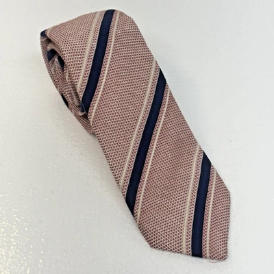 Corbata Charles Tyrwhitt Tejida Rosa Algodón Mezcla Sega Rayas Azules Hecha en Italia Foto 1 de 4