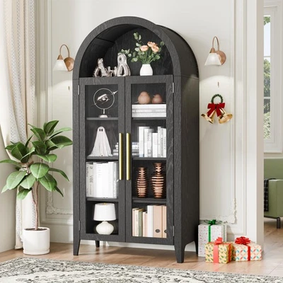 Vitrina arqueada 63" con puertas de cristal y estantes ajustables - Arco de 5 niveles... Foto 1 de 4