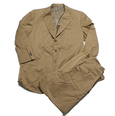 Luciano Barbera 2 Piece Suit Fit 2XL 42" Waist 100% Cotton Italy Beige (Damged) - image 1 of 4