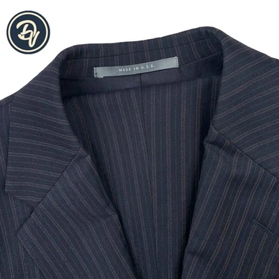 Mens 40 S Hickey Freeman Navy Blue Multi Stripe Wool Suit Made USA - Image 1 of 4