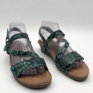 Earth Origins Poppy Wide Sandals Womens Size 7W Teal Multi Strappy Comfort Shoes - Picture 1 of 11