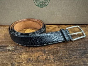 Cinturón de vestir Martin Dingman genuino cocodrilo para hombre negro talla 42 hecho a mano en EE. UU. - Imagen 1 de 14