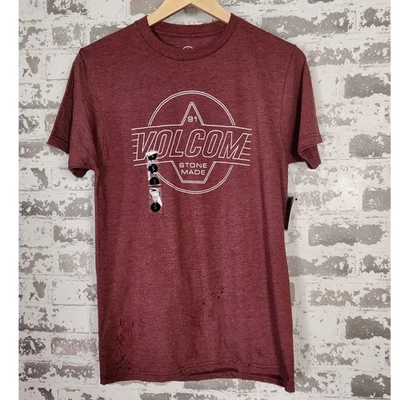 Volcom Graphic T-Shirt Men's Small Burgundy Short Sleeve Stone Made Liner Skater - Image 1 of 4