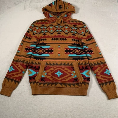 Moletom com capuz American Eagle pequeno asteca sudoeste seriamente macio lã mistura de algodão - Imagem 1 de 4